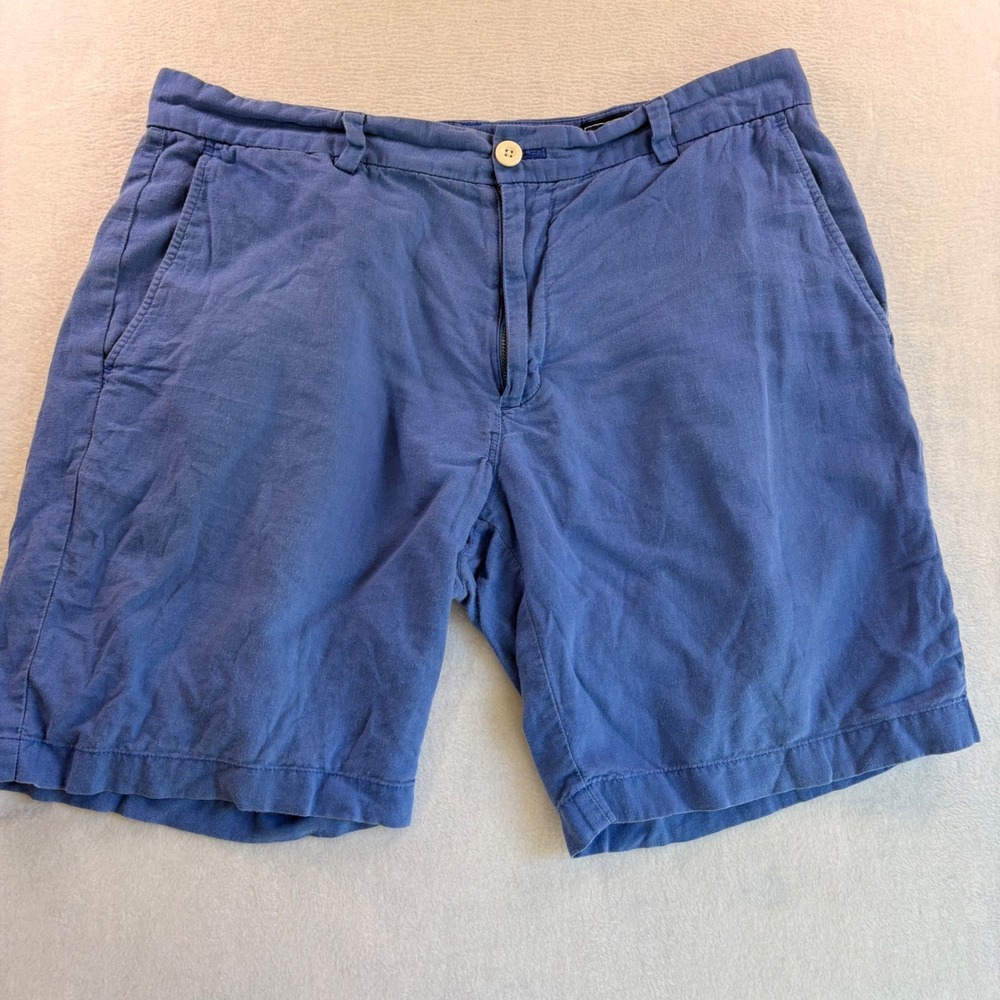 Vineyard Vines Mens Blue Linen Cotton Blend Shorts Size 33 1H6010 Summer Casual